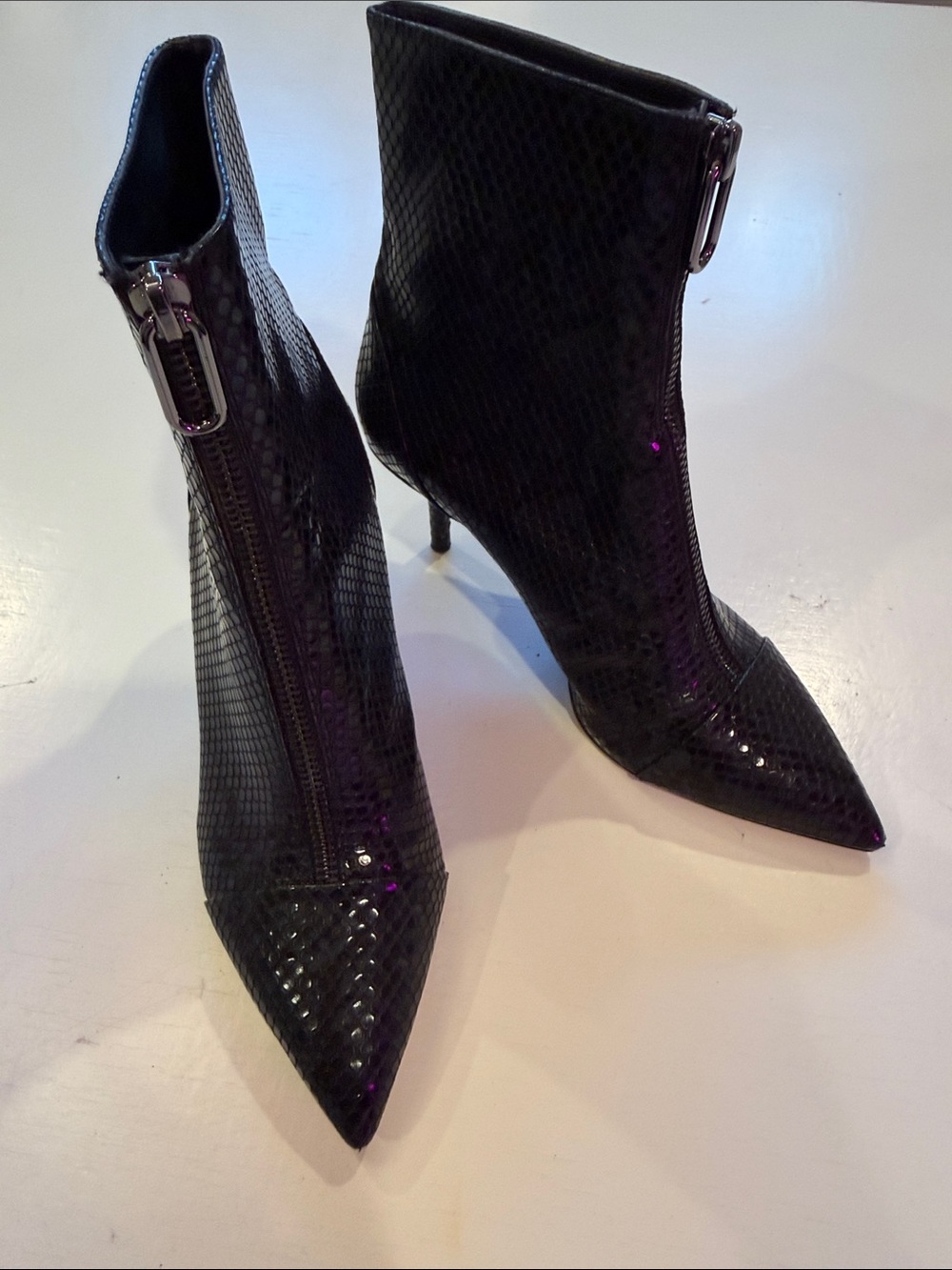 Zara Black Pointed Toe Ankle Boots with Zip